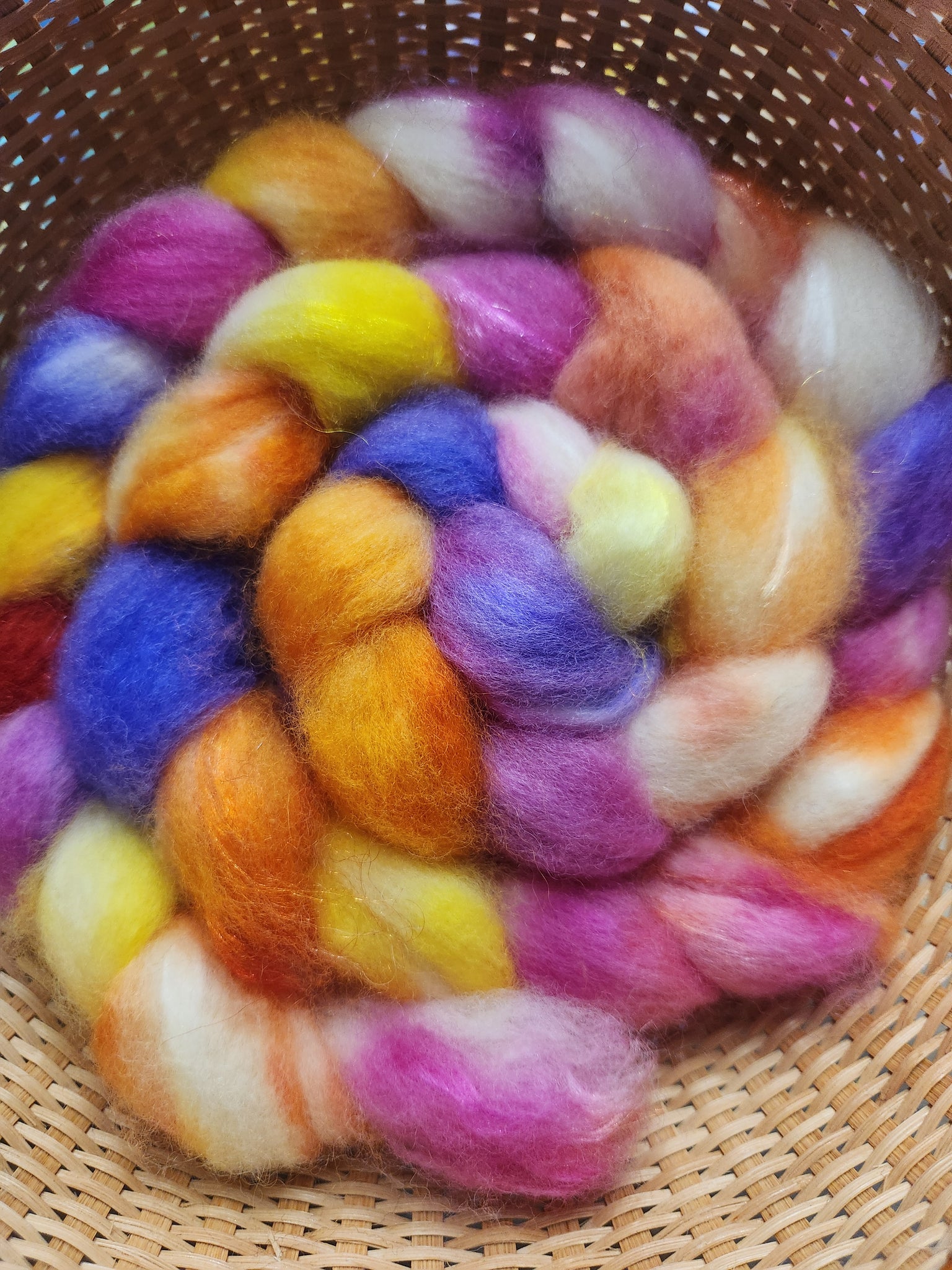 4 oz  BFL/Firestar Spinning Fiber - Skittles