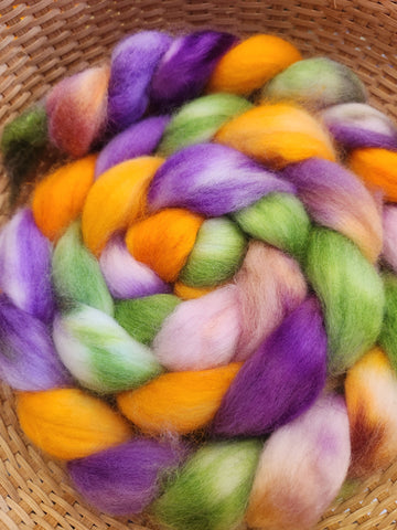 Corriedale Wool Spinning Fiber  (blacklight reactive)  - Carnival