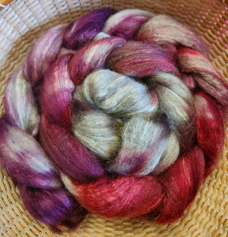 4 oz  Natural Gray BFL Spinning Fiber - Cherries