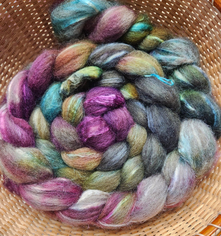 Natural BFL/Silk 70/30% Spinning Fiber -  Baba Yaga