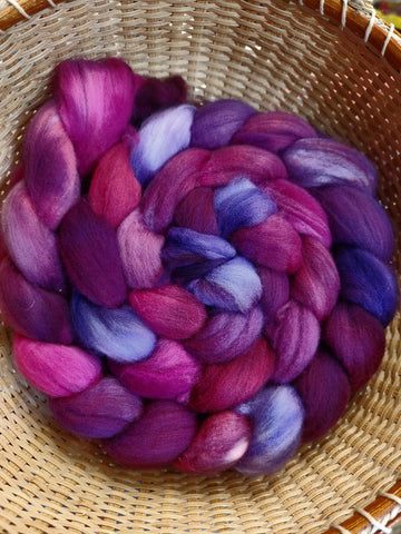 Rambouillet Spinning Fiber/Wool Top for Spinning - Berry Happy to Meet You