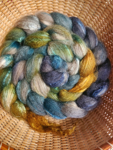Natural BFL/Silk 70/30% Spinning Fiber -  Mossy Hollow